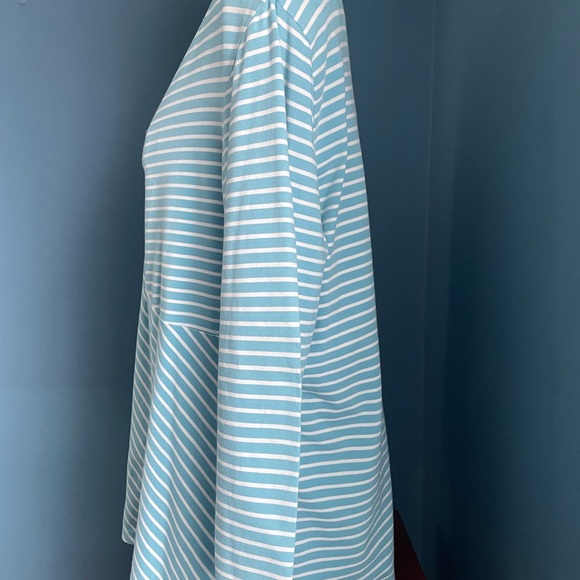 Charter Club Striped V-neck Top O-Ring Blue White Stretchy Size XL EUC - Picture 5 of 10